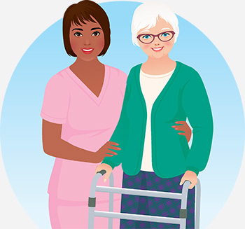 Caregiver with Elder or Senior Caring Companions Home Care